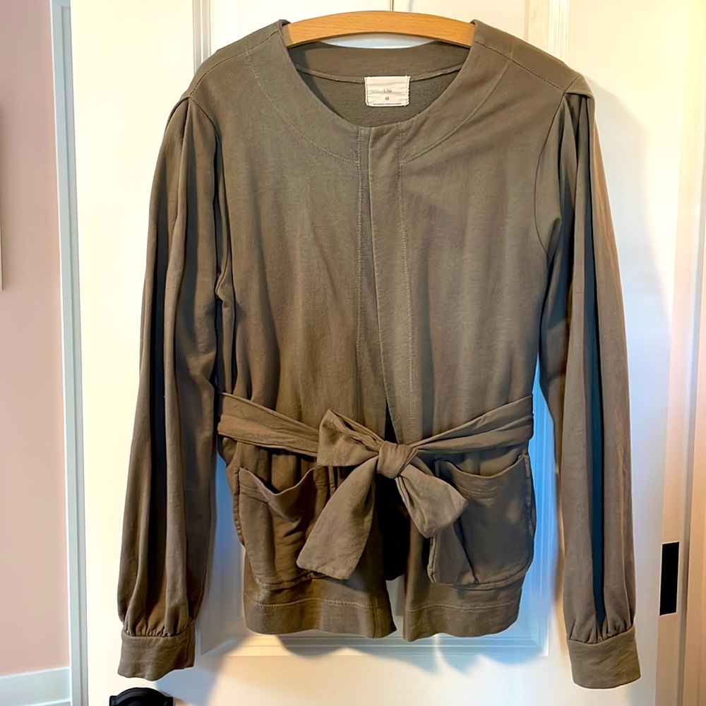 Anthropologie “t.la” Brand Olive Green Tie Front Jacket